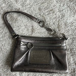 Coach mini silver clutch
